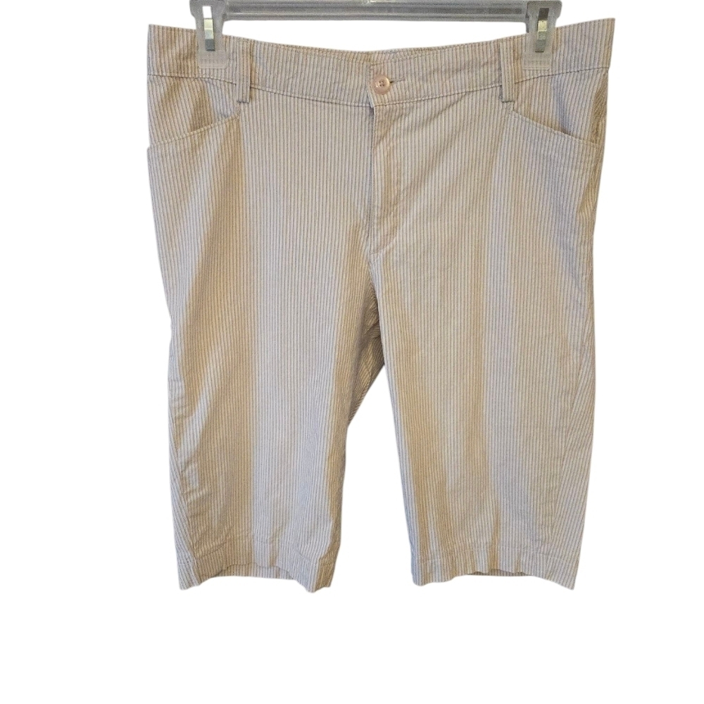 Lee Women's Striped Tan & Wht Shorts Stretch Breathable Comfort
